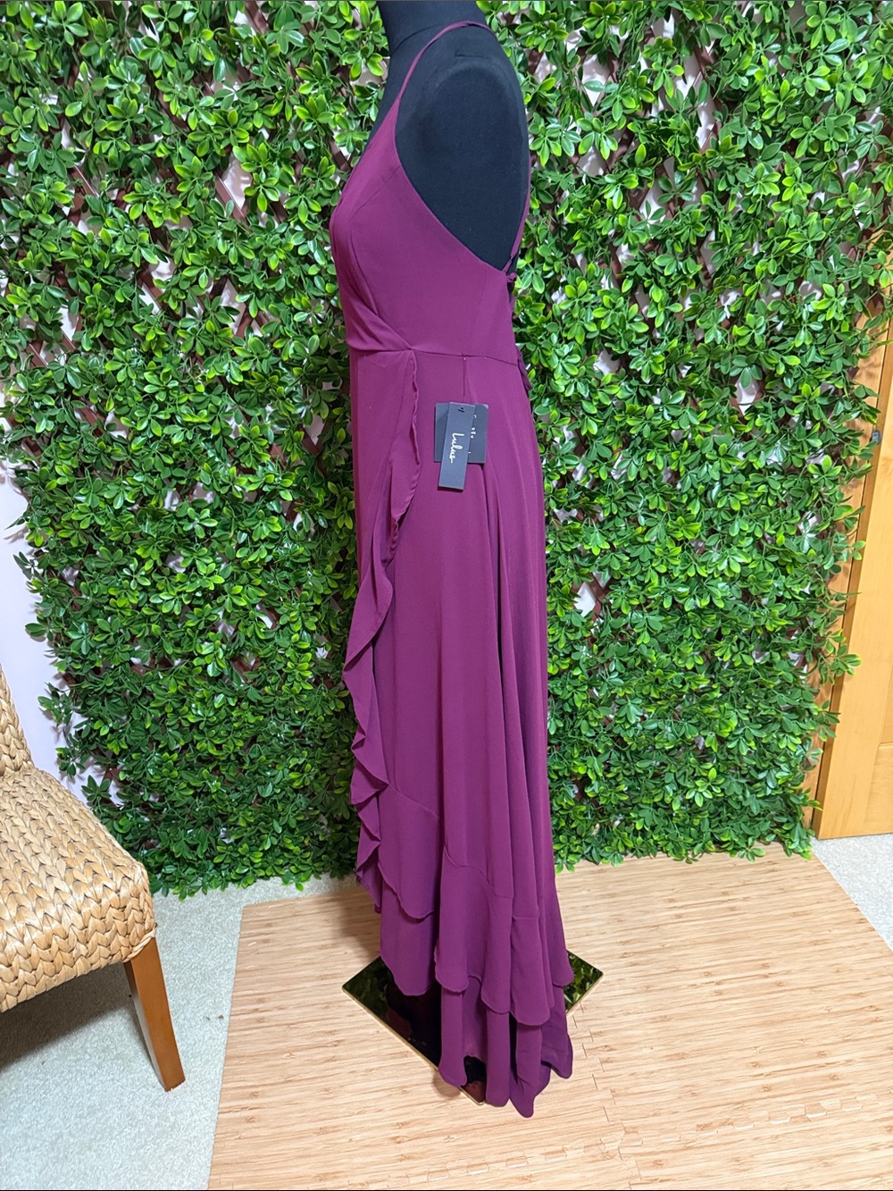 NWT-In Love Forever Plum Lace-Up High-Low Maxi Dress - Picture 8 of 16